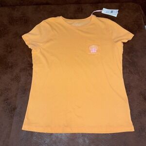 NWT Vineyard Vines Short Sleeve Women Med Shells Orange Pocket Tee Cotton